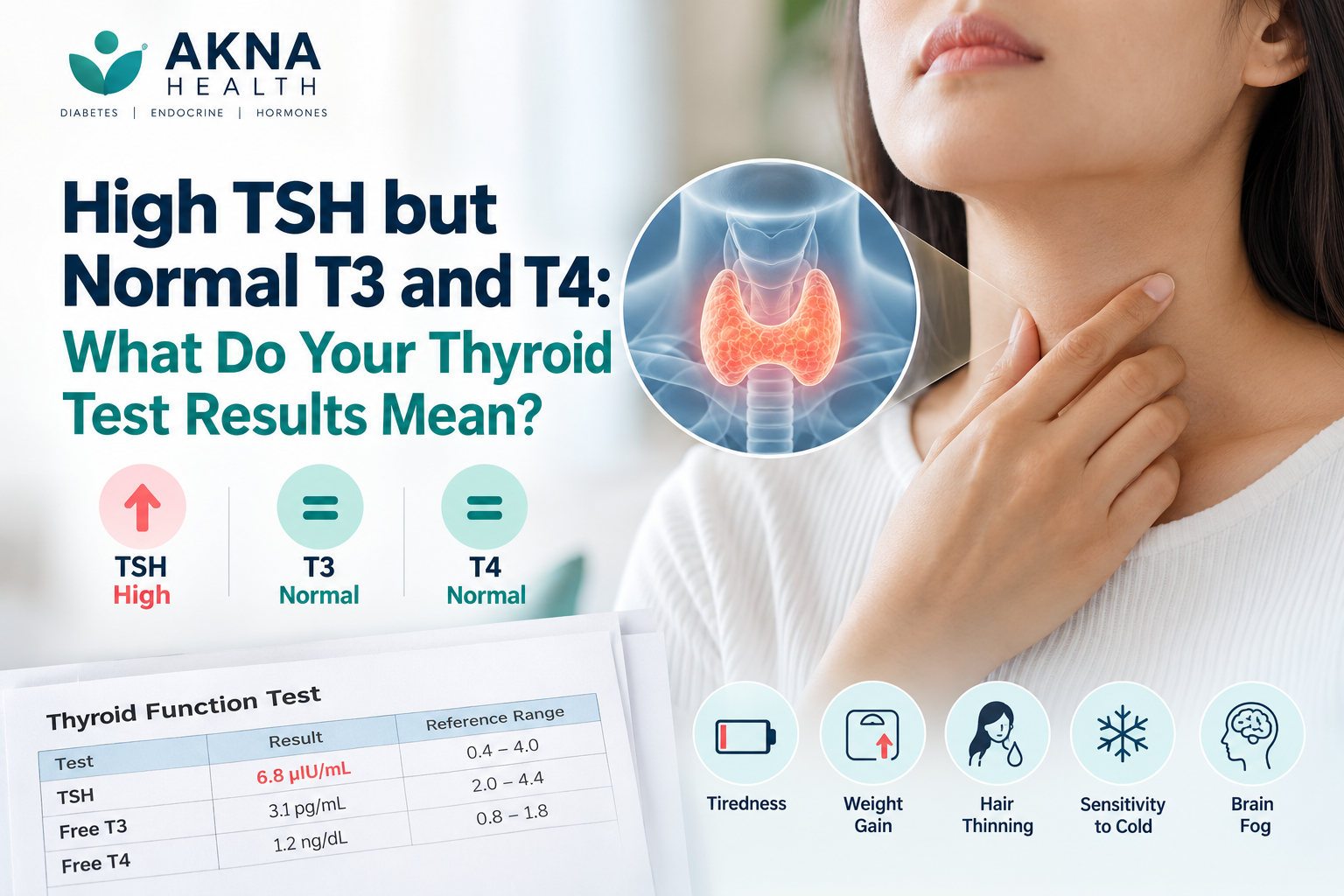 High TSH with normal T3 and T4 thyroid test results